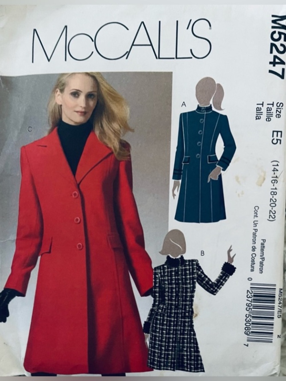 McCalls Pattern M8325 Misses Ruffle Pintuck Blouse Top Sizes 16-24 Uncut